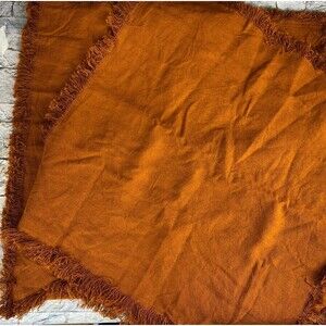 1 Pair NexHome Pro Rust Orange Square Throw Pillow Covers With Fringe  20X20 in